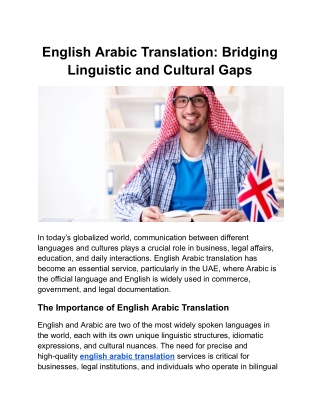 English Arabic Translation in Dubai