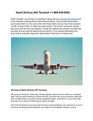 Spirit Airlines IAH Terminal  1-888-839-0502