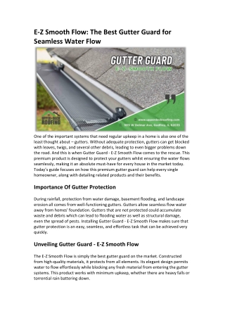 E-Z Smooth Flow The Best Gutter Guard for Seamless Water Flow