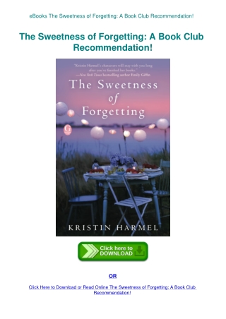 eBooks The Sweetness of Forgetting A Book Club Recommendation!