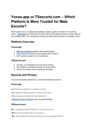 Yoooo or TSescorts Comparison