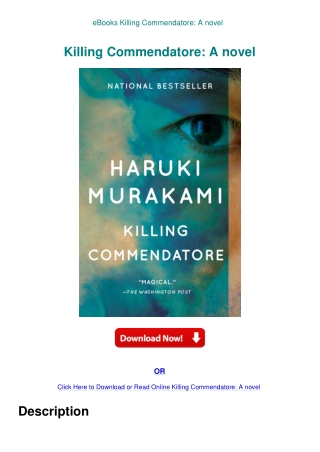 eBooks Killing Commendatore A novel