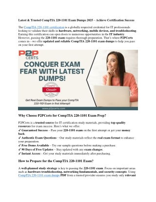 Pass the Latest CompTIA 220-1101 Exam with Updated & Reliable Study Materials