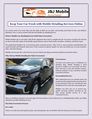 Keep Your Car Fresh with Mobile Detailing Services Online