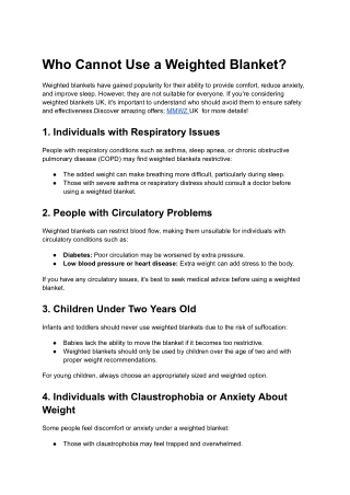 Who Cannot Use a Weighted Blanket