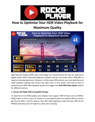 How to Optimize Your HDR Video Playback for Maximum Quality