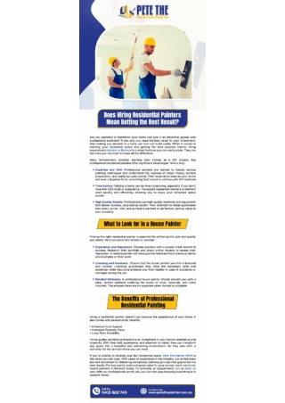 Does Hiring Residential Painters Mean Getting the Best Result