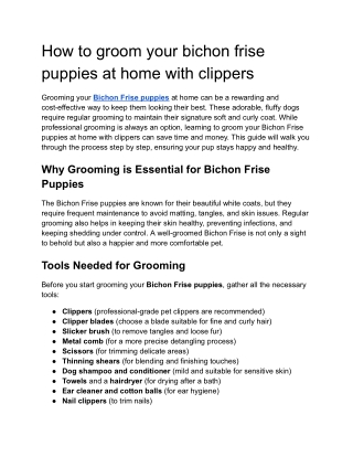 How to groom your bichon frise puppies at home with clippers