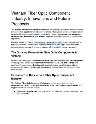 Vietnam Fiber Optic Component Market_ Innovations and Future Prospects