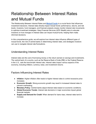 Relationship Between Interest Rates and Mutual Funds