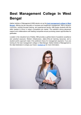 Best Management College In West Bengal