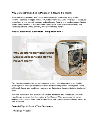 Why Do Electronics Fail in Monsoon & How to Fix Them