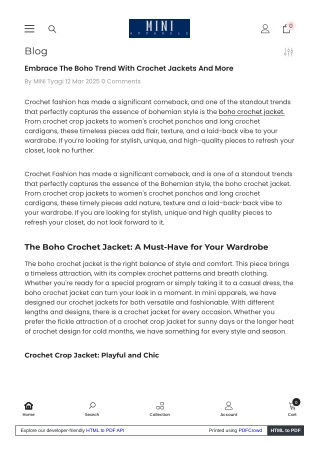 Stay Chic and Cozy in a Mini Apparels Boho Crochet Jacket