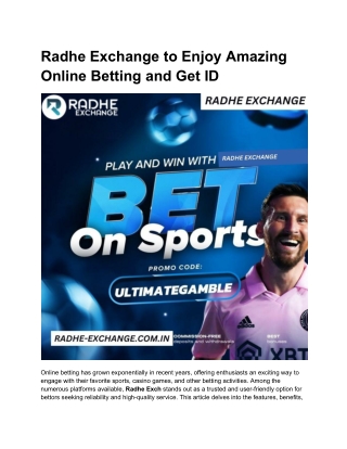 Radhe Exchange to Enjoy Amazing Online Betting and Get ID