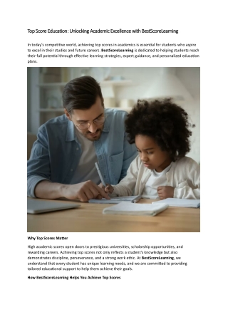 Unlocking Academic Excellence with BestScoreLearning