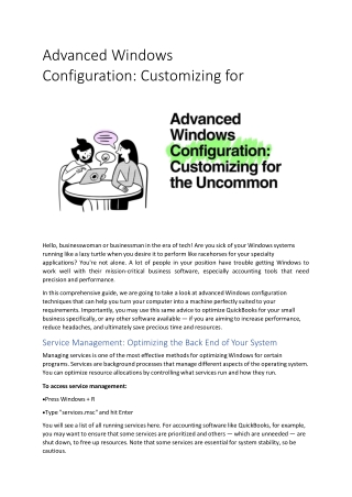 Advanced Windows Configuration: Customizing for the Uncommon