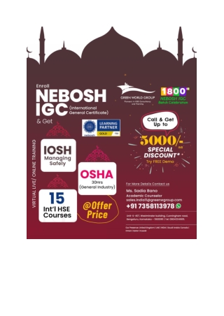 Ramadan Offer on NEBOSH IGC in Mangalore