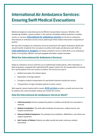 International Air Ambulance Services_Ensuring Swift Medical Evacuations