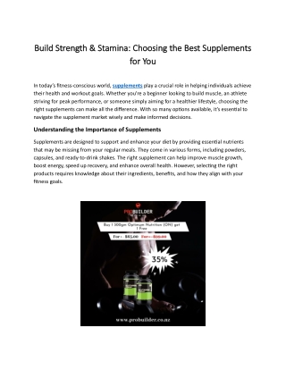 Build Strength & Stamina Choosing the Best Supplements for You