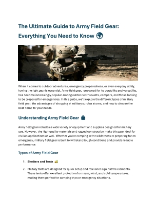 The Ultimate Guide to Army Field Gear: Everything You Need to Know