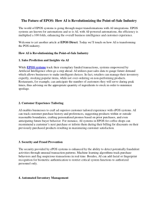 The Future of EPOS: How AI is Revolutionizing the Point-of-Sale Industry