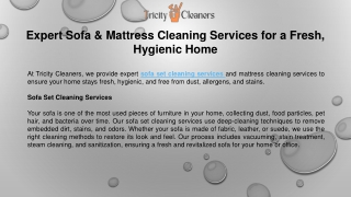 Expert Sofa & Mattress Cleaning Services for a Fresh, Hygienic Home