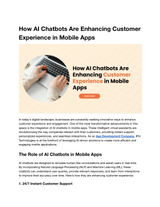 How AI Chatbots Are Enhancing Customer Experience in Mobile Apps