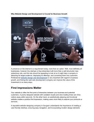 Why Website Design and Development is Crucial for Business Growth