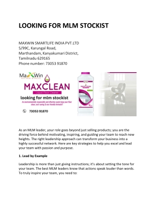 LOOKING FOR MLM STOCKIST