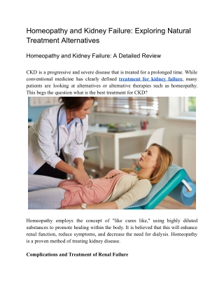 Homeopathy and Kidney Failure Exploring Natural Treatment Alternatives