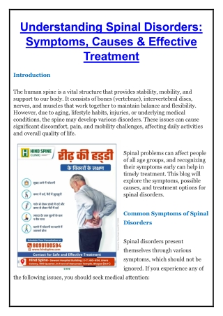 Understanding Spinal Disorders - Hind Spine Clinic