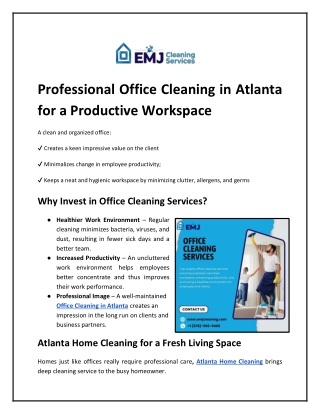 Professional Office Cleaning in Atlanta for a Productive Workspace