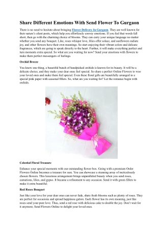 Share Different Emotions With Send Flower To Gurgaon