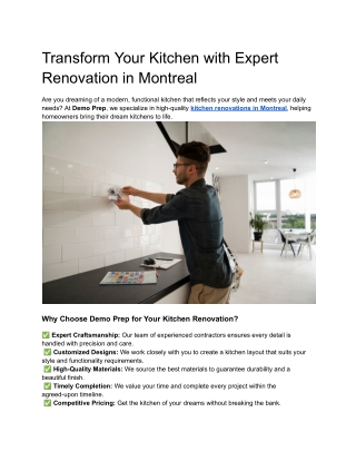 Transform Your Kitchen with Expert Renovation in Montreal
