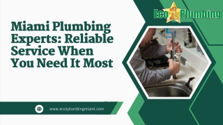 Miami Plumbing Experts Reliable Service When You Need It Most