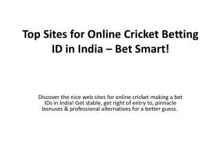 Top Sites for Online Cricket Betting ID in India – Bet Smart!