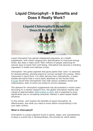 Liquid Chlorophyll - 9 Benefits and Does It Really Work