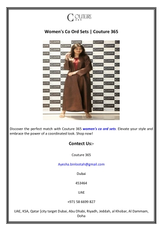 Women's Co Ord Sets  Couture 365