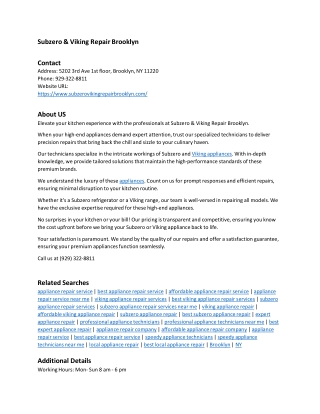 Subzero & Viking Repair Brooklyn