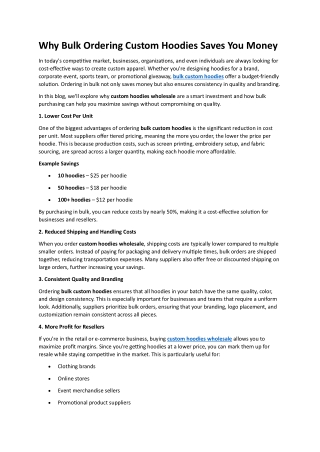 Why Bulk Ordering Custom Hoodies Saves You Money