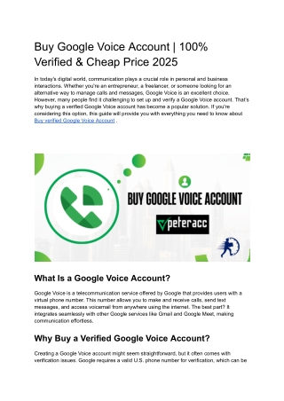 Buy Google Voice Account | 100% Verified & Cheap Price 2025