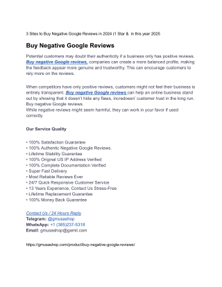 3 Sites to Buy Negative Google Reviews in 2024 (1 Star &  in this year 2025