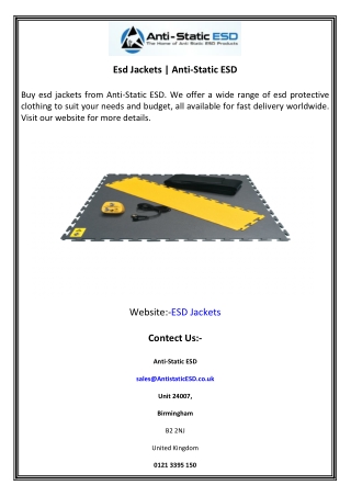 Esd Jackets  Anti-Static ESD