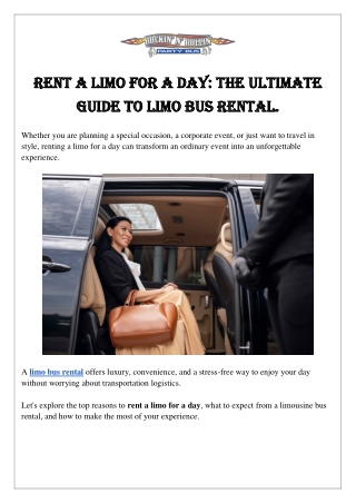 Rent a Limo for a Day The Ultimate Guide to Limo Bus Rental