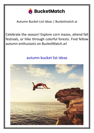 Autumn Bucket List Ideas  Bucketmatch.ai
