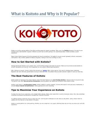 What is Koitoto and Why is It Popular