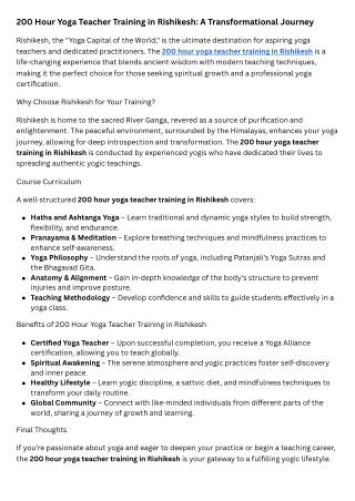 200 Hour Yoga Teacher Training in Rishikesh