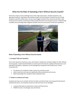What Are the Risks of Operating a Farm Without Security Guards?