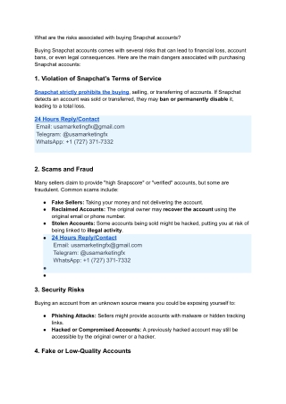 What are the risks associated with buying Snapchat accounts