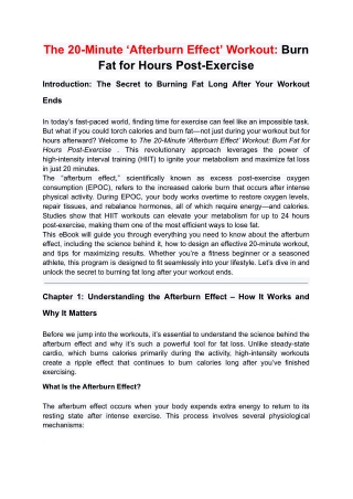 The 20-Minute ‘Afterburn Effect’ Workout_ Burn Fat for Hours Post-Exercise